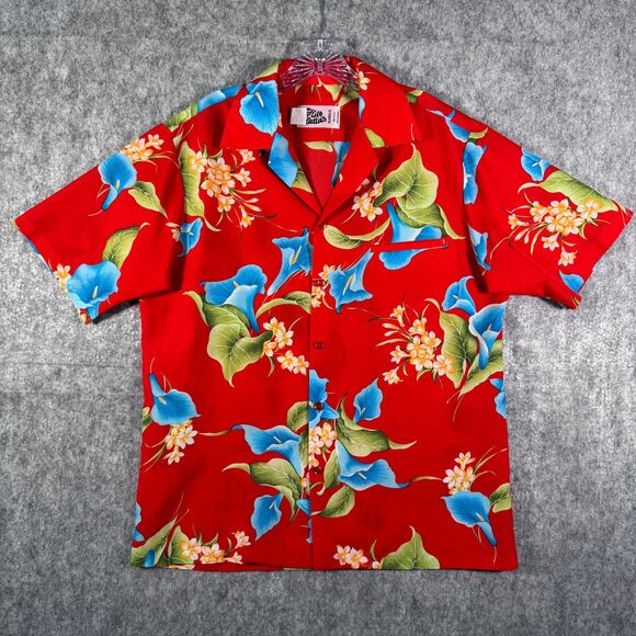 Hawaiian Other - Hilo Hatties Hawaiian Shirt Mens Large Red Floral Magnum Pi Lightweight